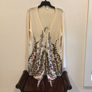 Cream Floral Single Button Front Cardigan